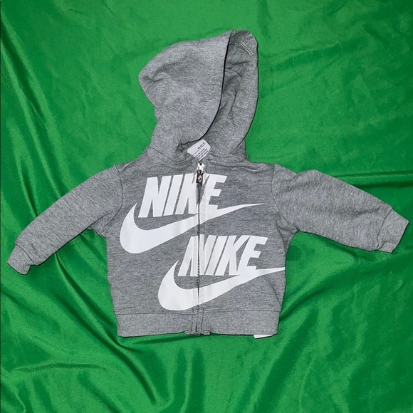 Nike Gray Sweatshirt Hoodie with Bold Swoosh size 3 Months - Picture 1 of 6
